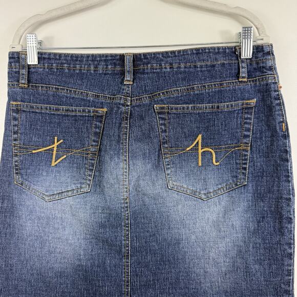 Y2K Tommy Jeans Vintage Denim Mini Skirt Size 13 Medium Wash Embroidered Pockets - Picture 6 of 10